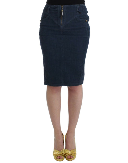 Cavalli Blue corduroy pencil skirt - HBPS Beauty & Fashion