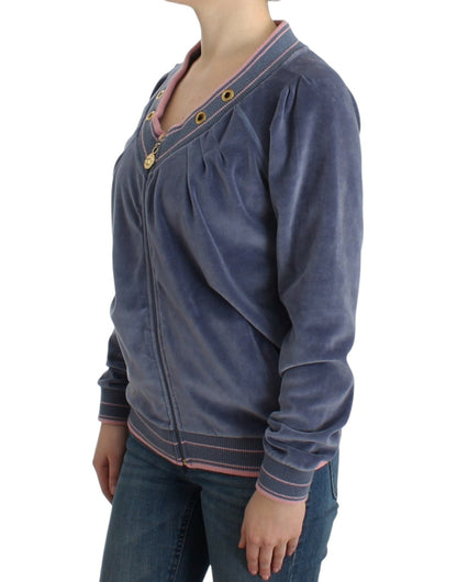 Cavalli Blue velvet zipup sweater - HBPS Beauty & Fashion