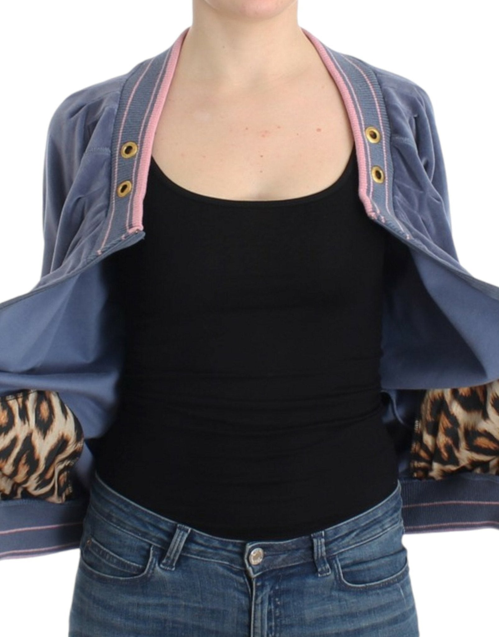 Cavalli Blue velvet zipup sweater - HBPS Beauty & Fashion