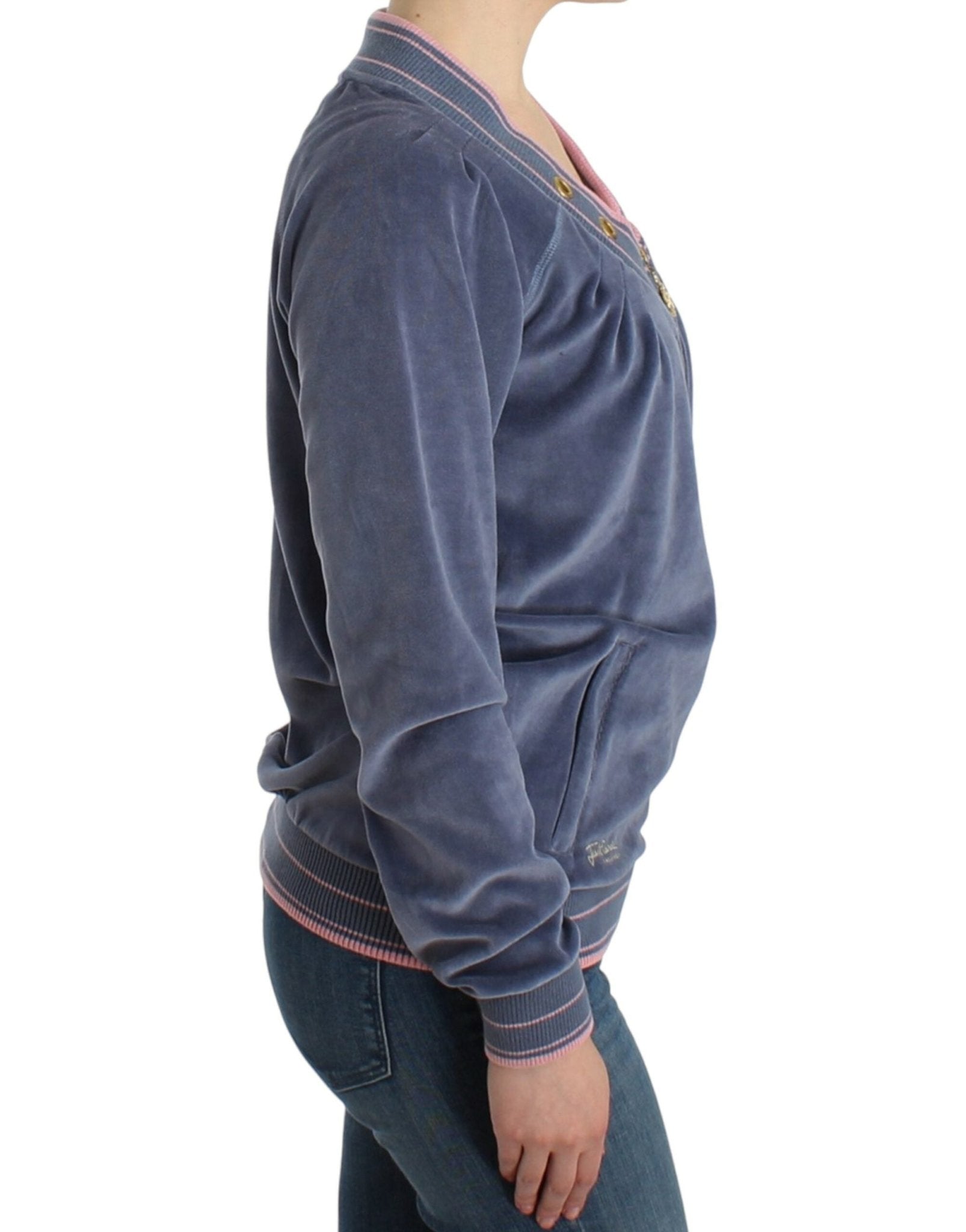 Cavalli Blue velvet zipup sweater - HBPS Beauty & Fashion