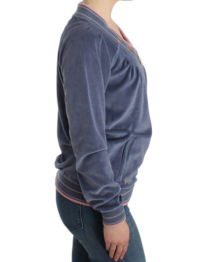 Cavalli Blue velvet zipup sweater - HBPS Beauty & Fashion