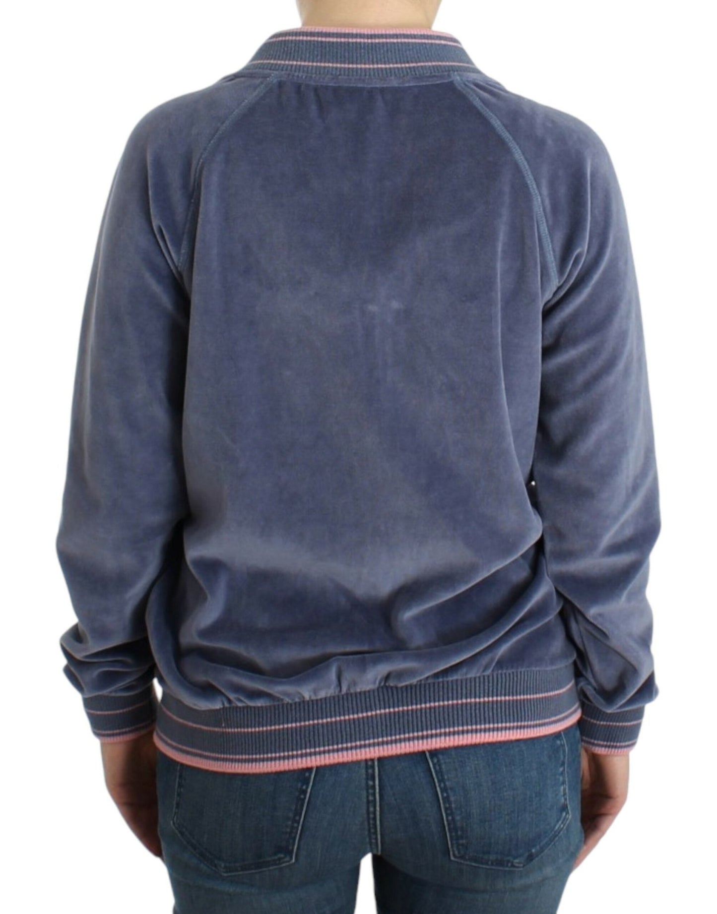 Cavalli Blue velvet zipup sweater - HBPS Beauty & Fashion
