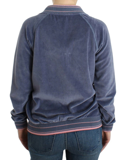 Cavalli Blue velvet zipup sweater - HBPS Beauty & Fashion