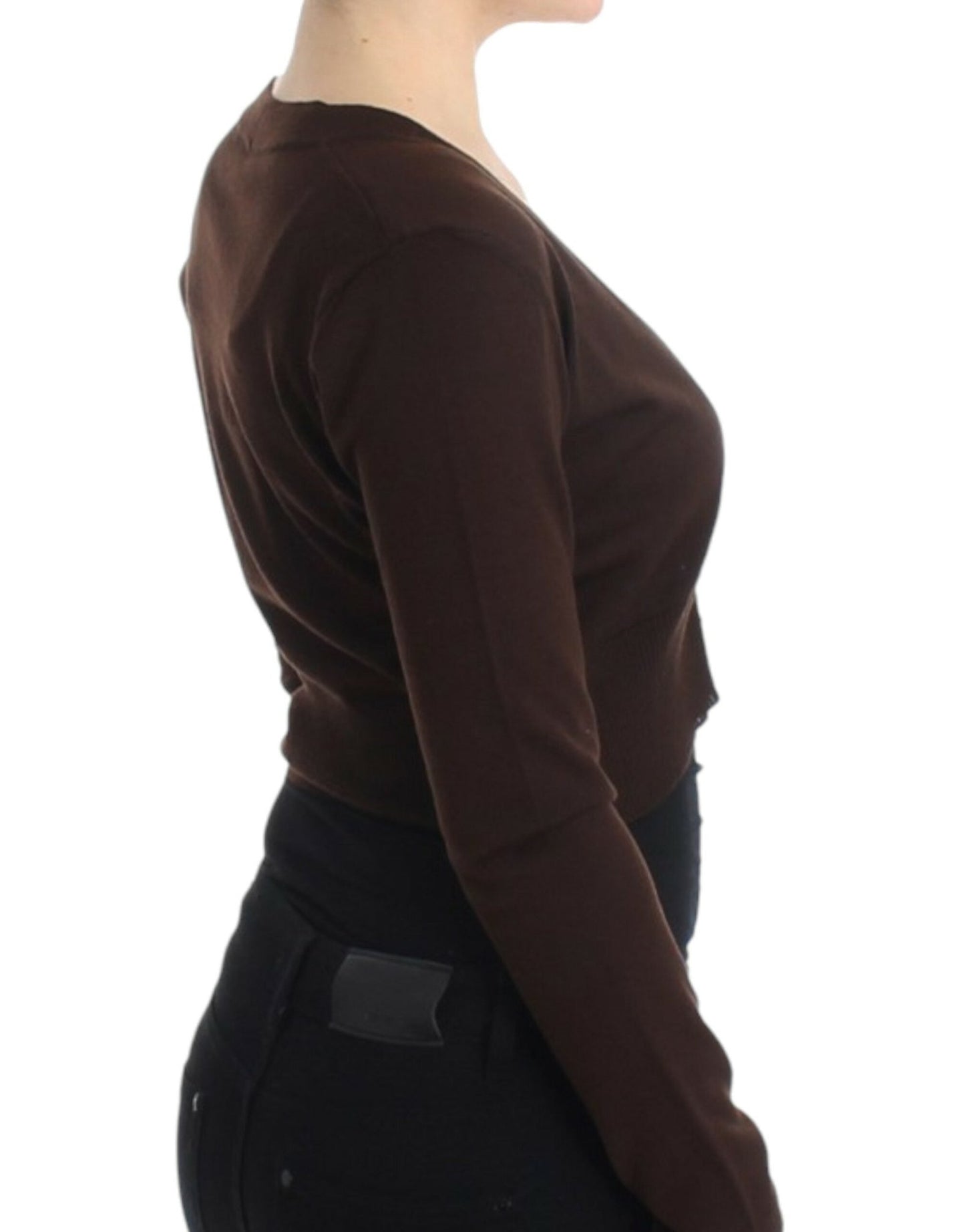Cavalli Brown cropped wool cardigan - HBPS Beauty & Fashion