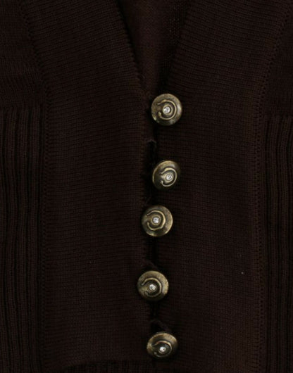 Cavalli Brown cropped wool cardigan - HBPS Beauty & Fashion