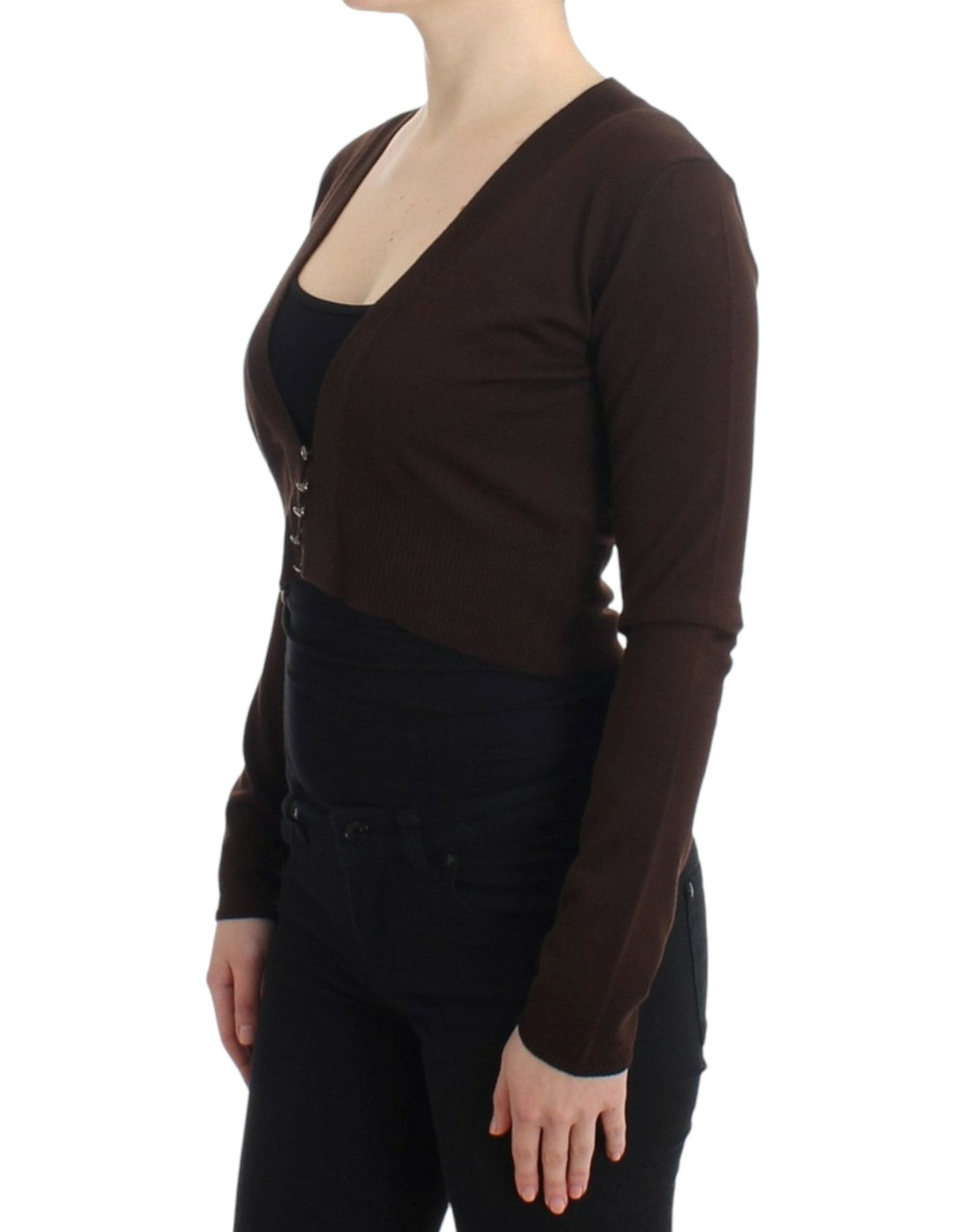 Cavalli Brown cropped wool cardigan - HBPS Beauty & Fashion