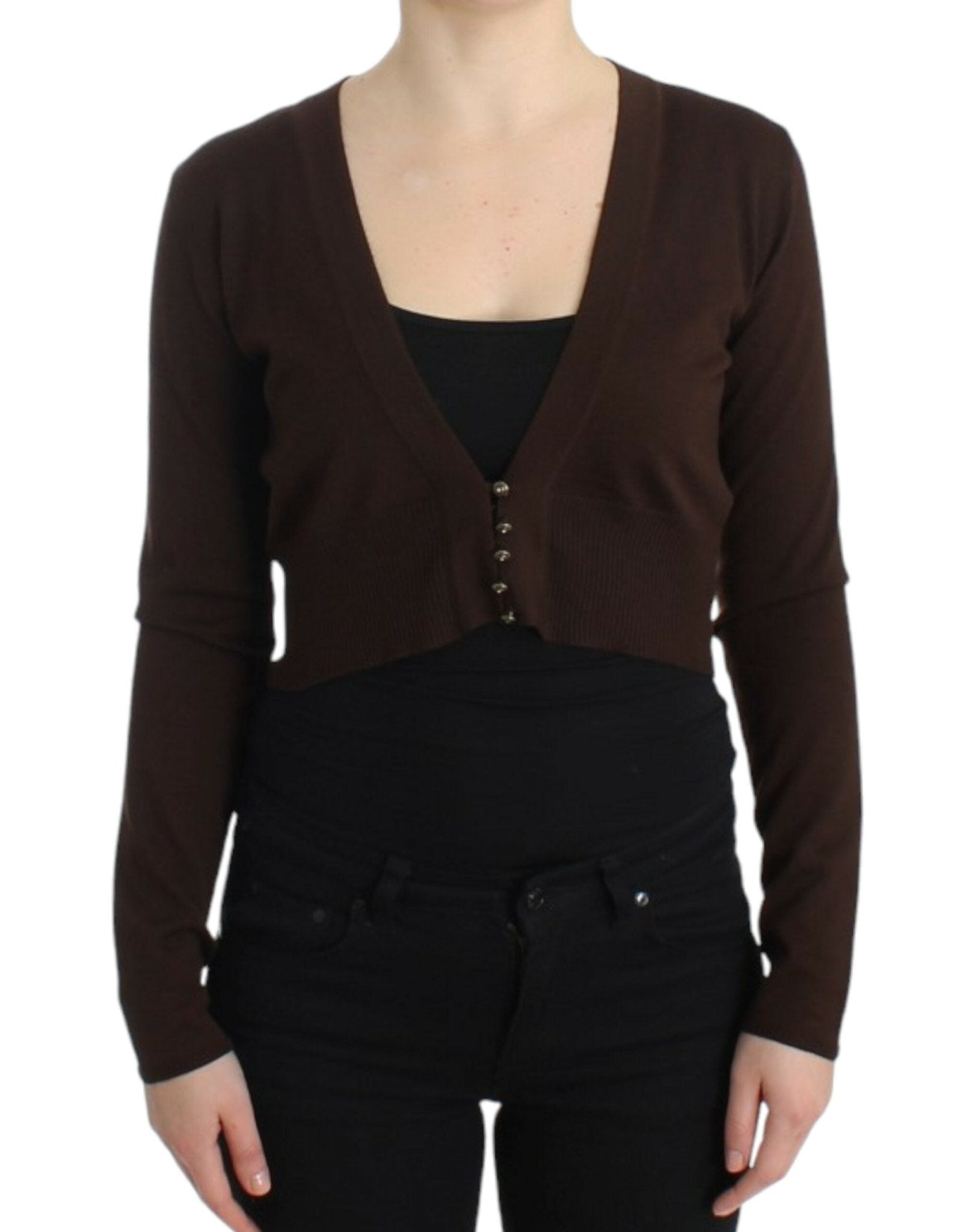 Cavalli Brown cropped wool cardigan - HBPS Beauty & Fashion