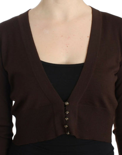 Cavalli Brown cropped wool cardigan - HBPS Beauty & Fashion
