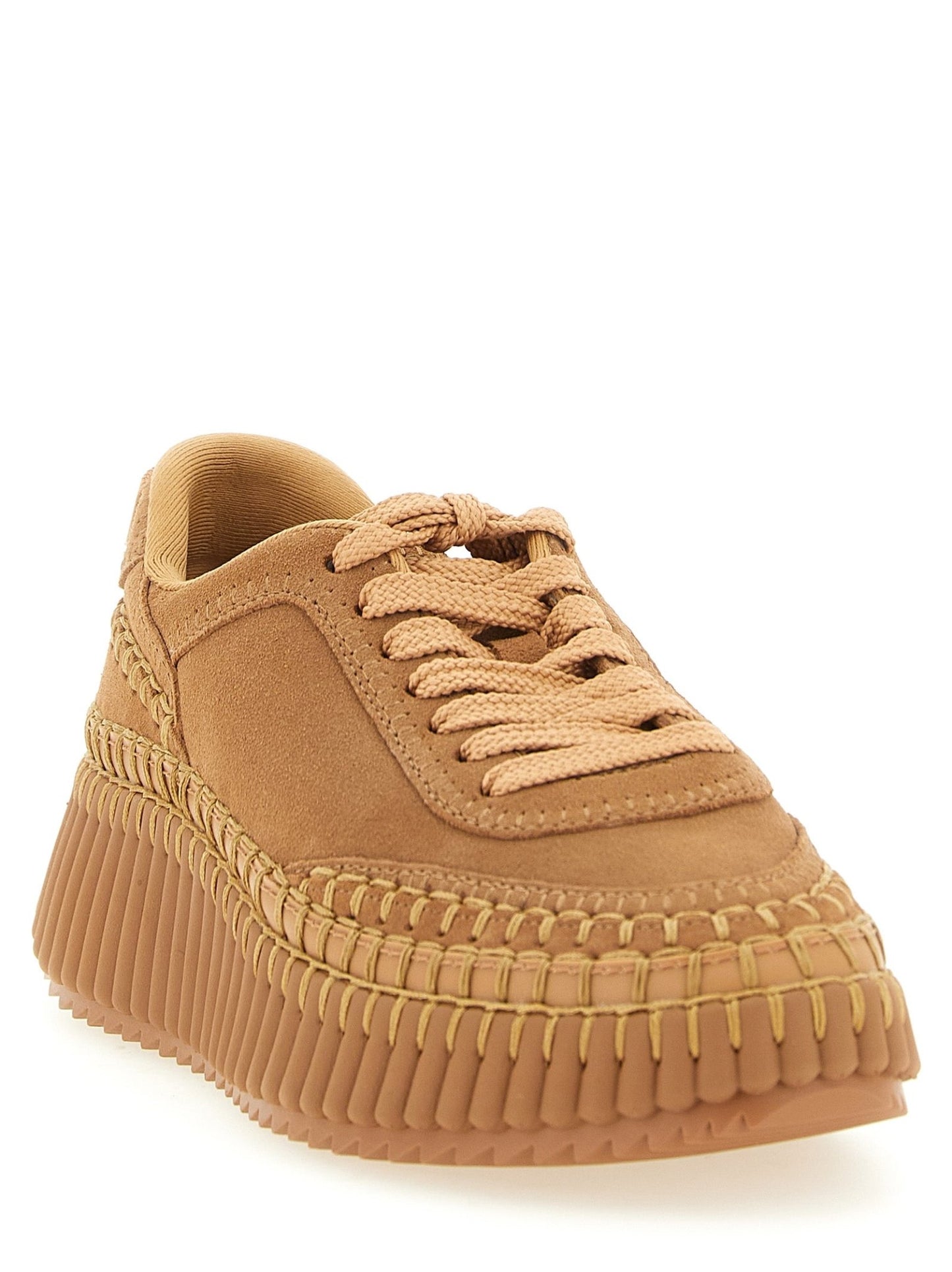 Chloé Beige Polyester Platform Sneakers - HBPS Beauty & Fashion