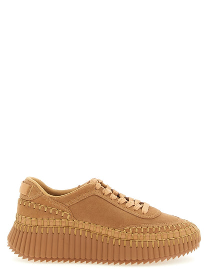 Chloé Beige Polyester Platform Sneakers - HBPS Beauty & Fashion
