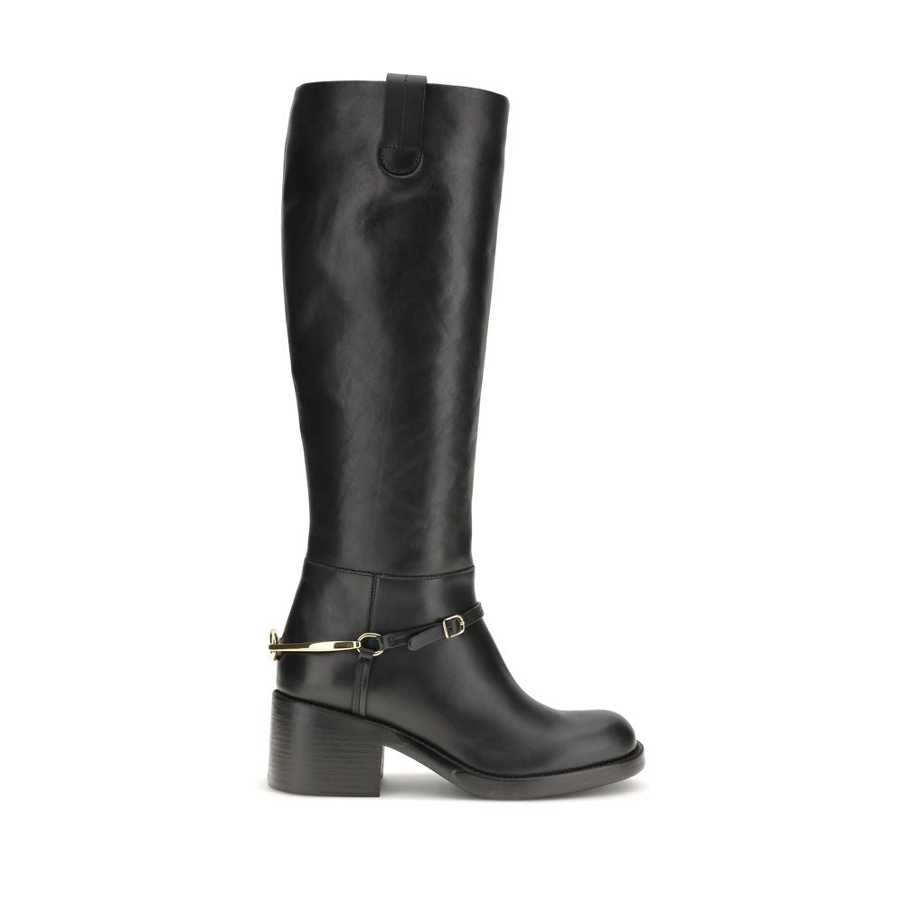 Chloé Black Calf Leather Bos Taurus Lace-Up Boots - HBPS Beauty & Fashion