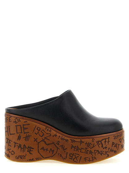Chloé Black Calfskin Wedge Sandals - HBPS Beauty & Fashion