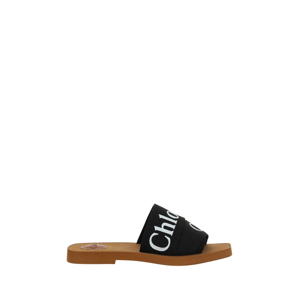 Chloé Black Cotton Flat Sandals - HBPS Beauty & Fashion