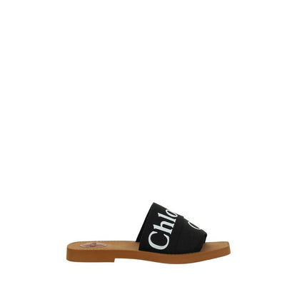 Chloé Black Cotton Flat Sandals - HBPS Beauty & Fashion