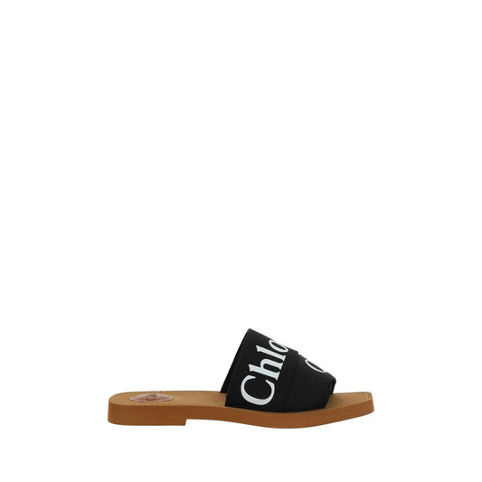 Chloé Black Cotton Flat Sandals - HBPS Beauty & Fashion