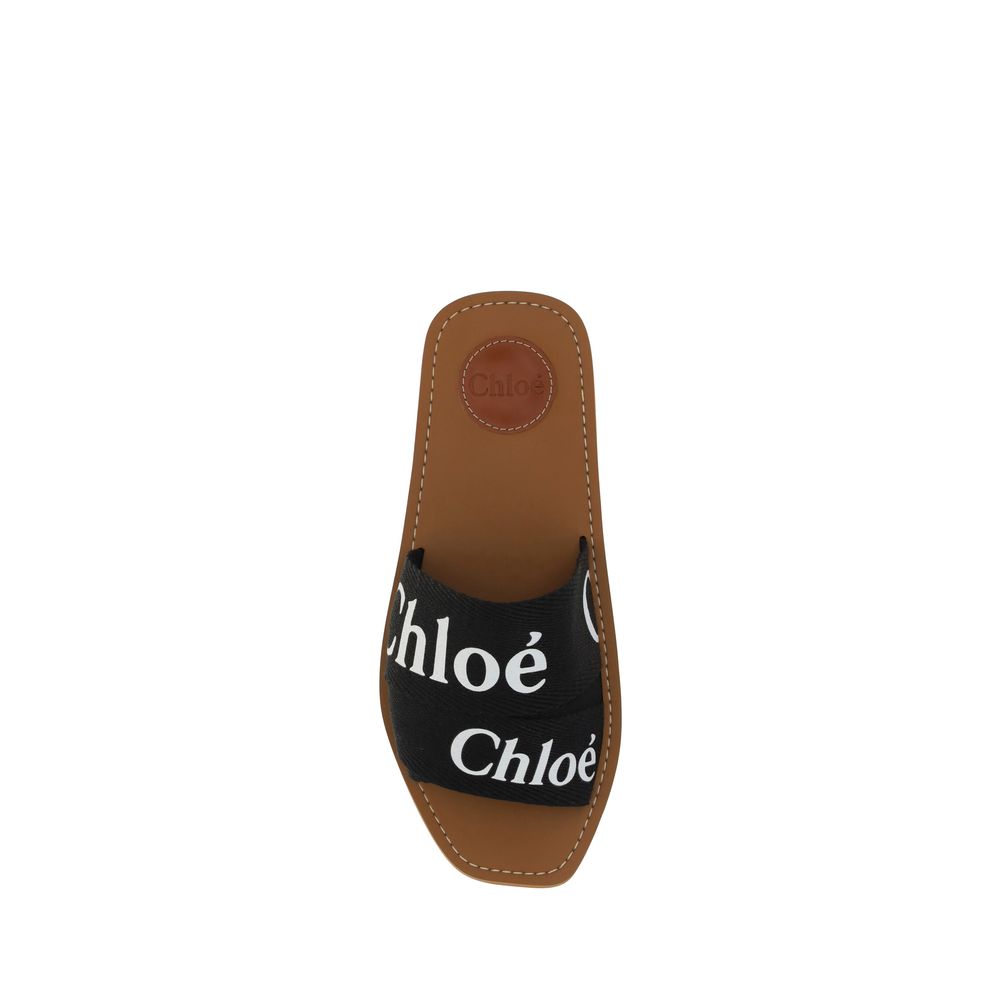 Chloé Black Cotton Flat Sandals - HBPS Beauty & Fashion