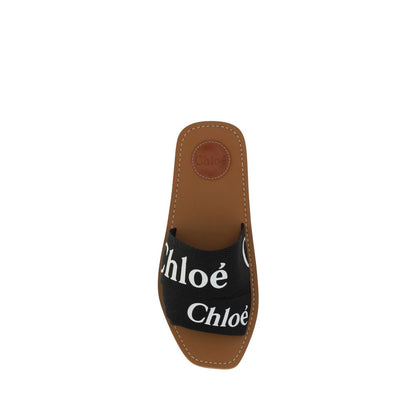 Chloé Black Cotton Flat Sandals - HBPS Beauty & Fashion