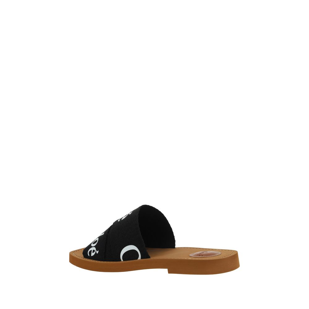 Chloé Black Cotton Flat Sandals - HBPS Beauty & Fashion