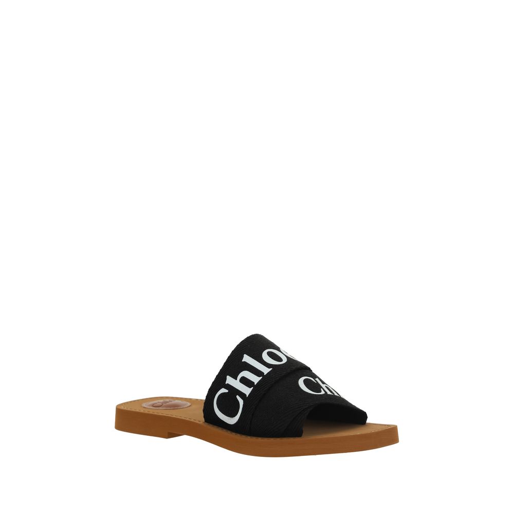 Chloé Black Cotton Flat Sandals - HBPS Beauty & Fashion