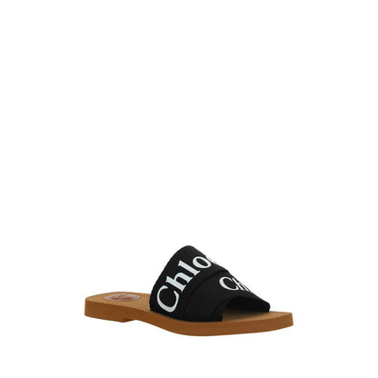Chloé Black Cotton Flat Sandals - HBPS Beauty & Fashion