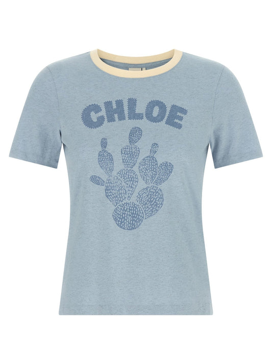 Chloé Blue Cotton T-Shirt - HBPS Beauty & Fashion