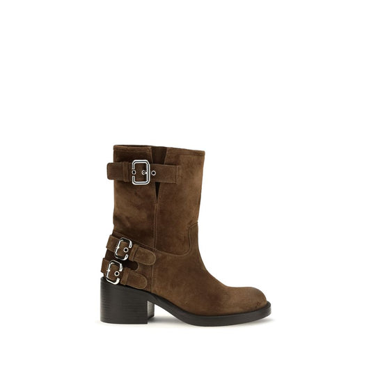 Chloé Brown Calf Leather Bos Taurus Ankle Boots - HBPS Beauty & Fashion