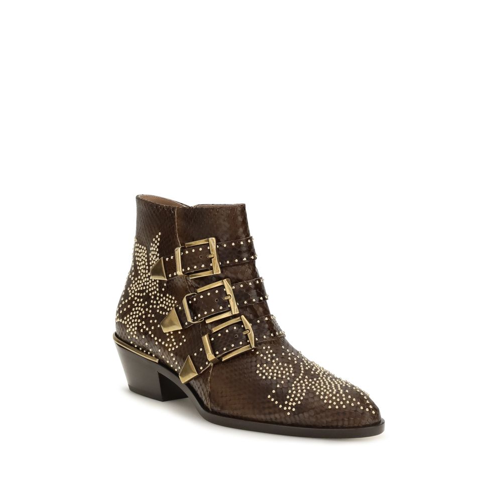 Chloé Brown Calf Leather Bos Taurus Ankle Boots - HBPS Beauty & Fashion