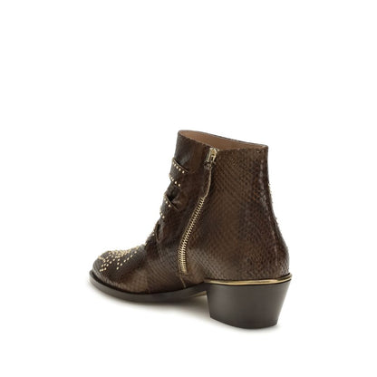Chloé Brown Calf Leather Bos Taurus Ankle Boots - HBPS Beauty & Fashion