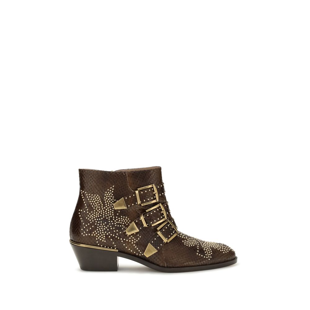 Chloé Brown Calf Leather Bos Taurus Ankle Boots - HBPS Beauty & Fashion