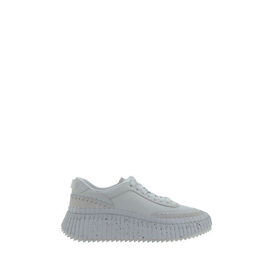 Chloé White Calf Leather Bos Taurus Platform Sneakers - HBPS Beauty & Fashion