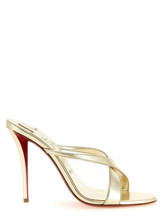 Christian Louboutin Gold Lambskin Stiletto Heel Sandals - HBPS Beauty & Fashion