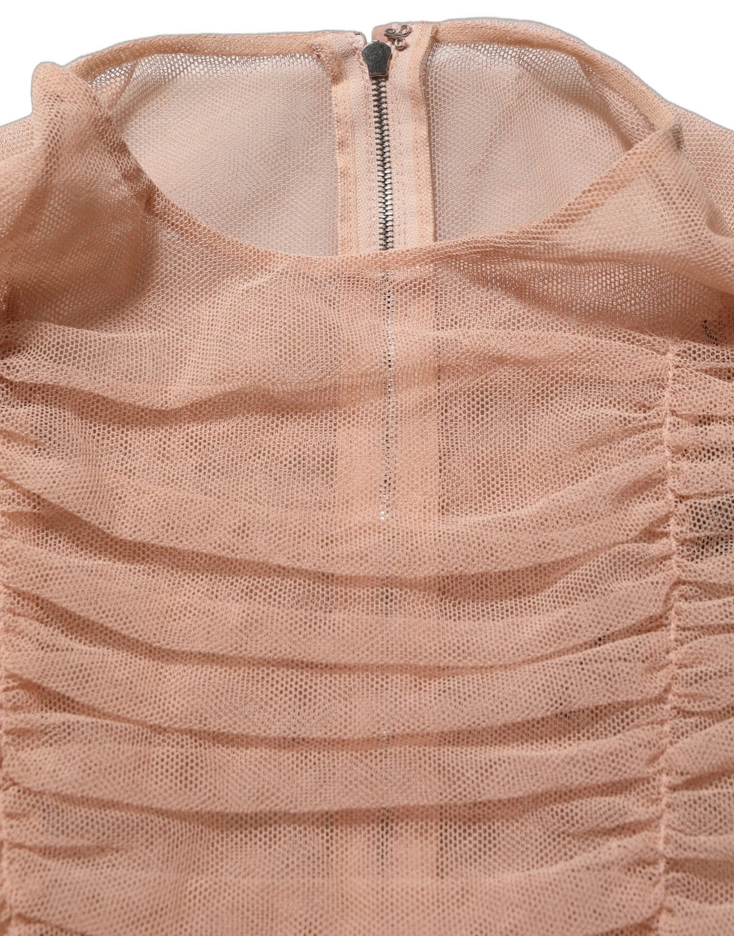 Dolce & Gabbana Beige Cotton Mesh Ruched Sheath Midi Dress - HBPS Beauty & Fashion