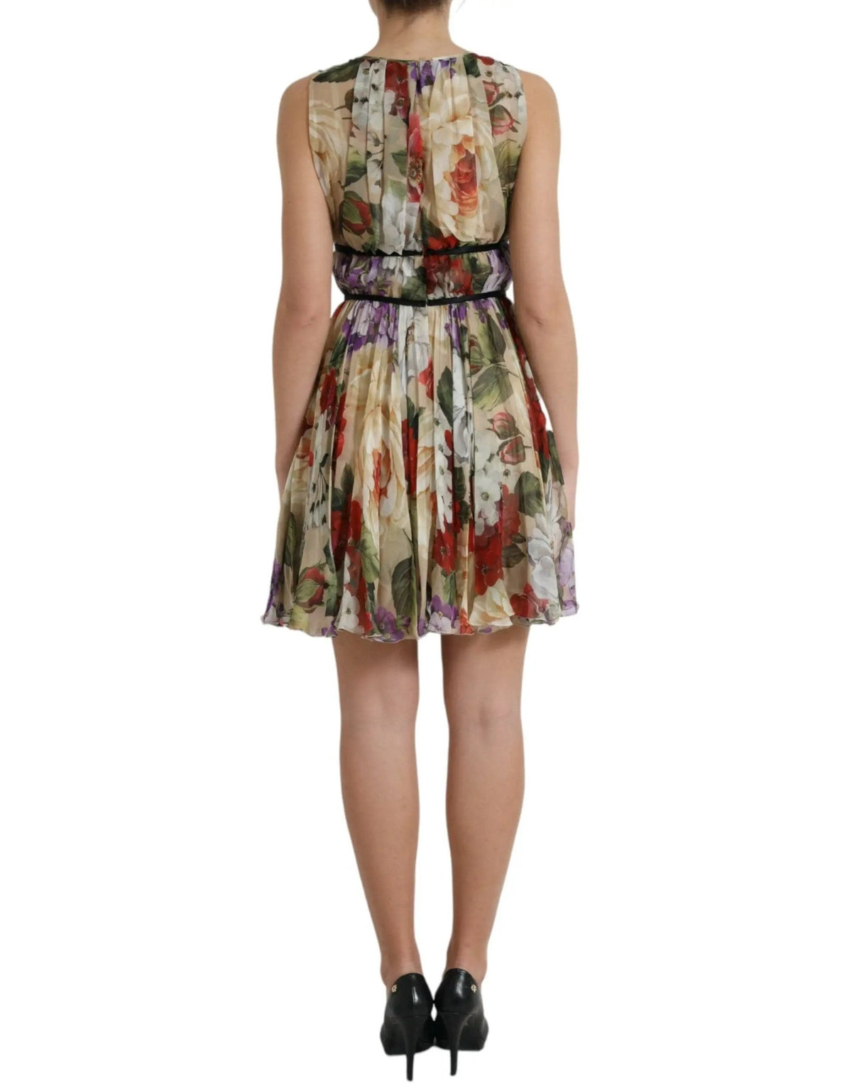 Dolce & Gabbana Beige Floral Sleeveless A-line Mini Dress - HBPS Beauty & Fashion