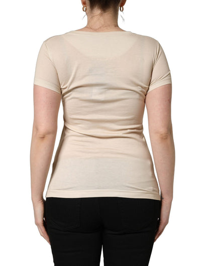 Dolce & Gabbana Beige Jungle Print Cotton Round Neck T-Shirt - HBPS Beauty & Fashion