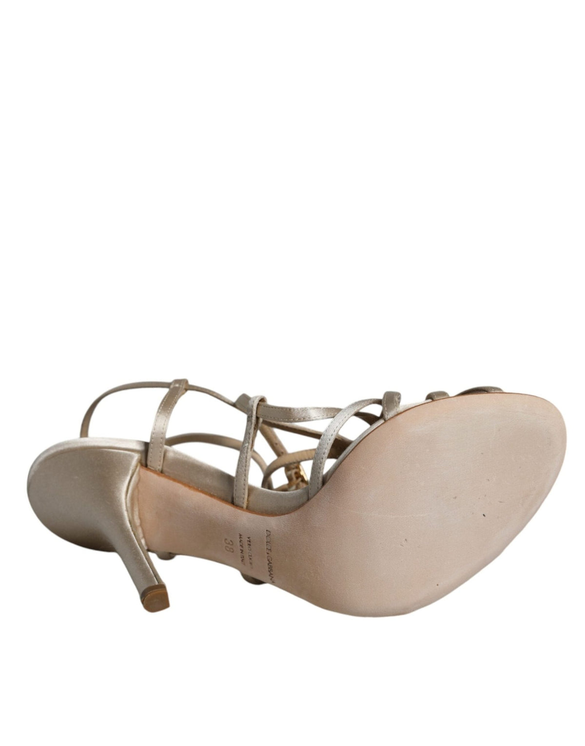 Dolce & Gabbana Beige Leather Stiletto Heels Sandals Shoes - HBPS Beauty & Fashion