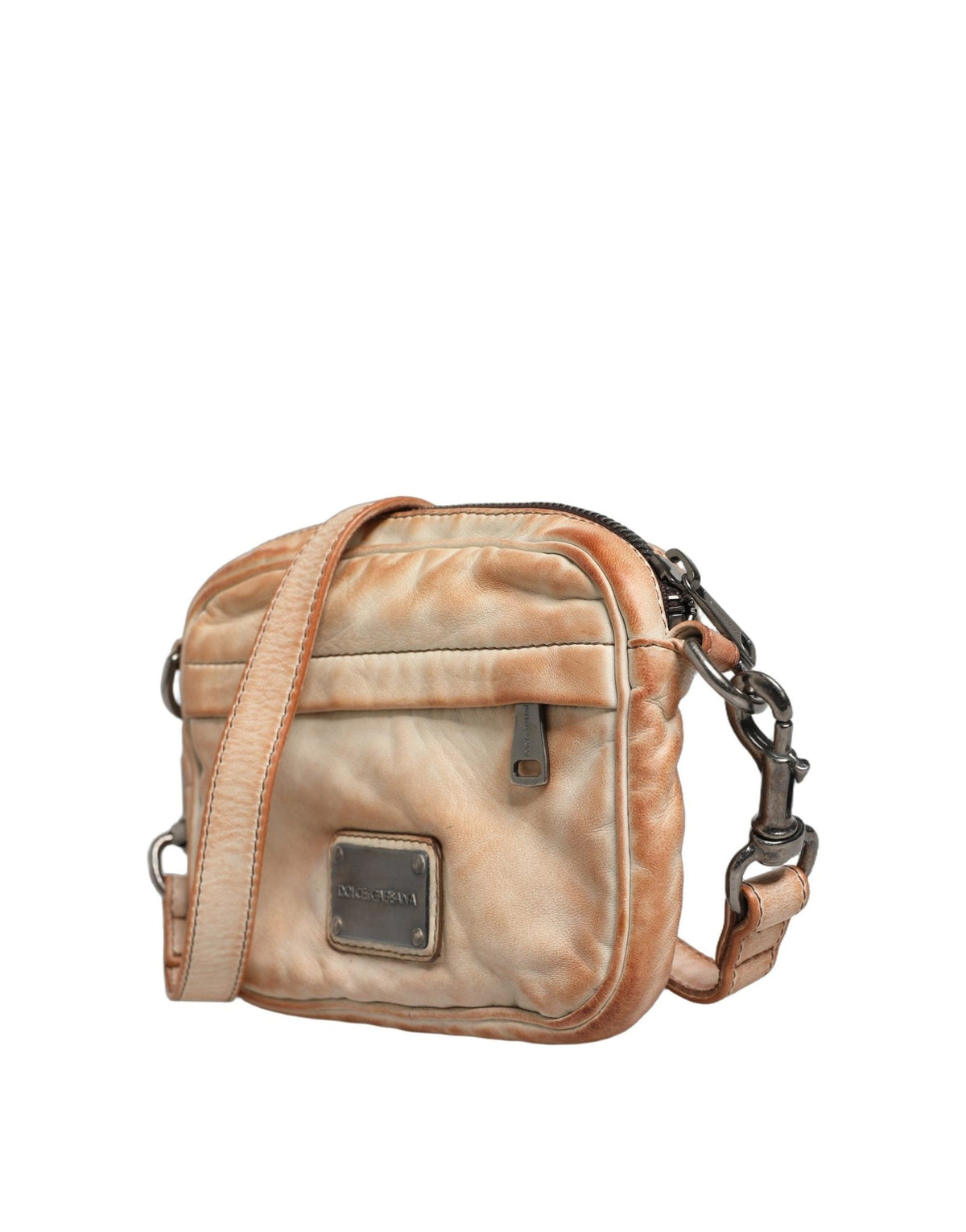 Dolce & Gabbana Beige Vintage Leather Logo Plaque Shoulder Borse Men Bag - HBPS Beauty & Fashion