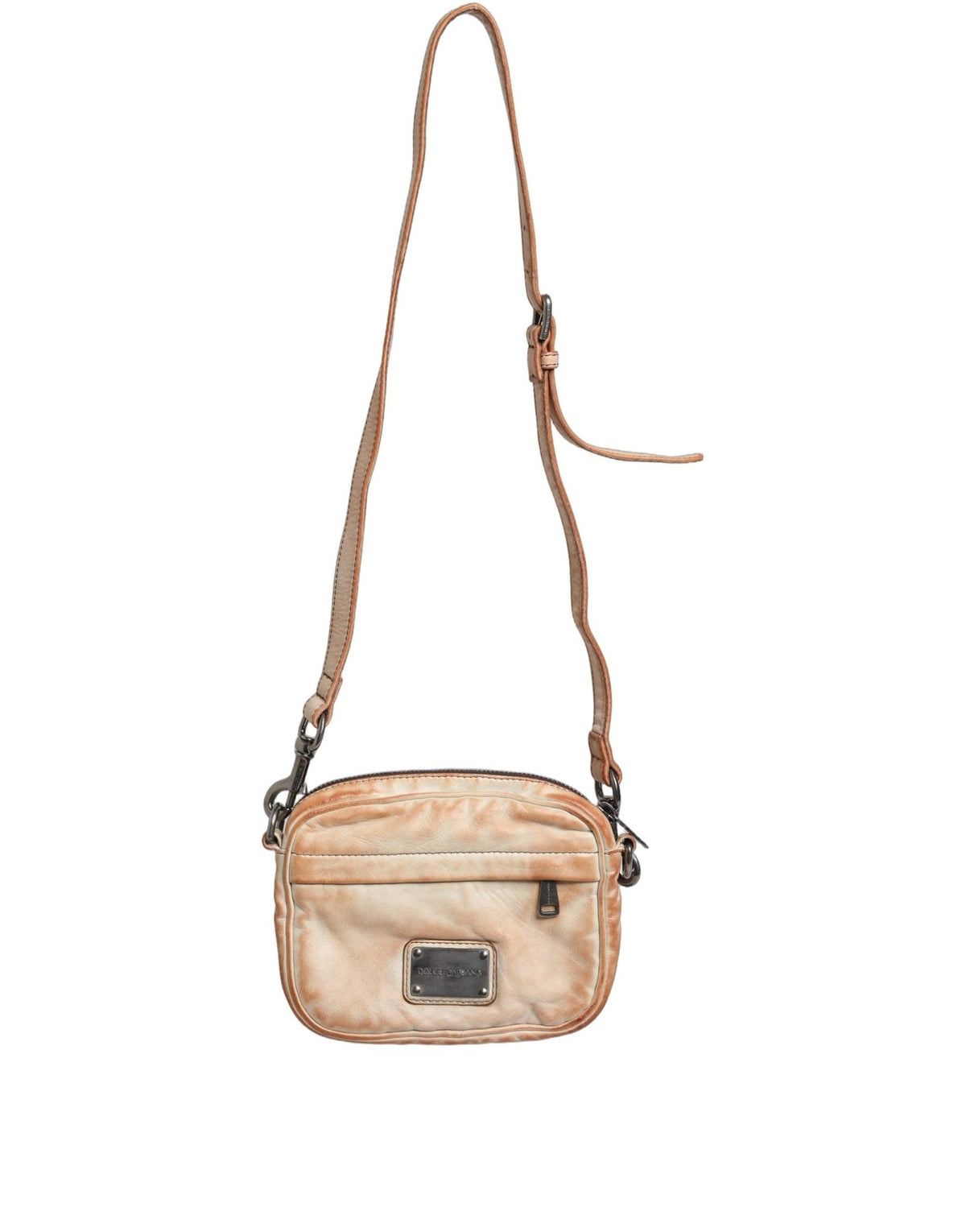Dolce & Gabbana Beige Vintage Leather Logo Plaque Shoulder Borse Men Bag - HBPS Beauty & Fashion