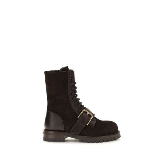 Dolce & Gabbana Black Calf Leather Bos Taurus Lace-Up Boots - HBPS Beauty & Fashion