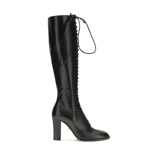Dolce & Gabbana Black Calf Leather Bos Taurus Lace-Up Boots - HBPS Beauty & Fashion