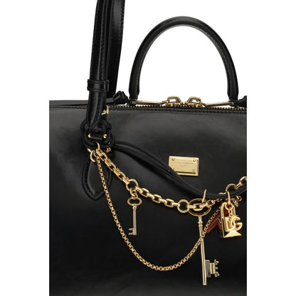 Dolce & Gabbana Black Calf Leather Bos Taurus Shoulder Bag - HBPS Beauty & Fashion