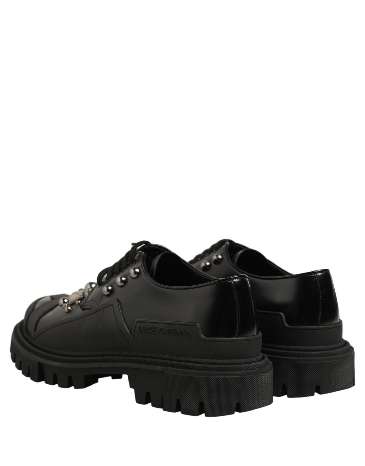 Dolce & Gabbana Black Calfskin Leather Trekking Derby Shoes - HBPS Beauty & Fashion