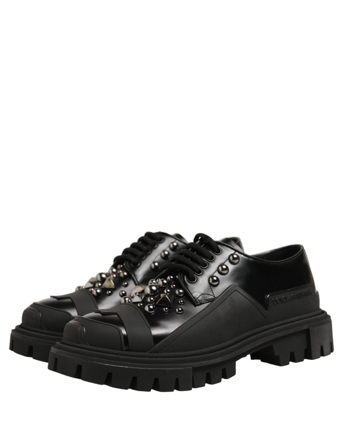 Dolce & Gabbana Black Calfskin Leather Trekking Derby Shoes - HBPS Beauty & Fashion