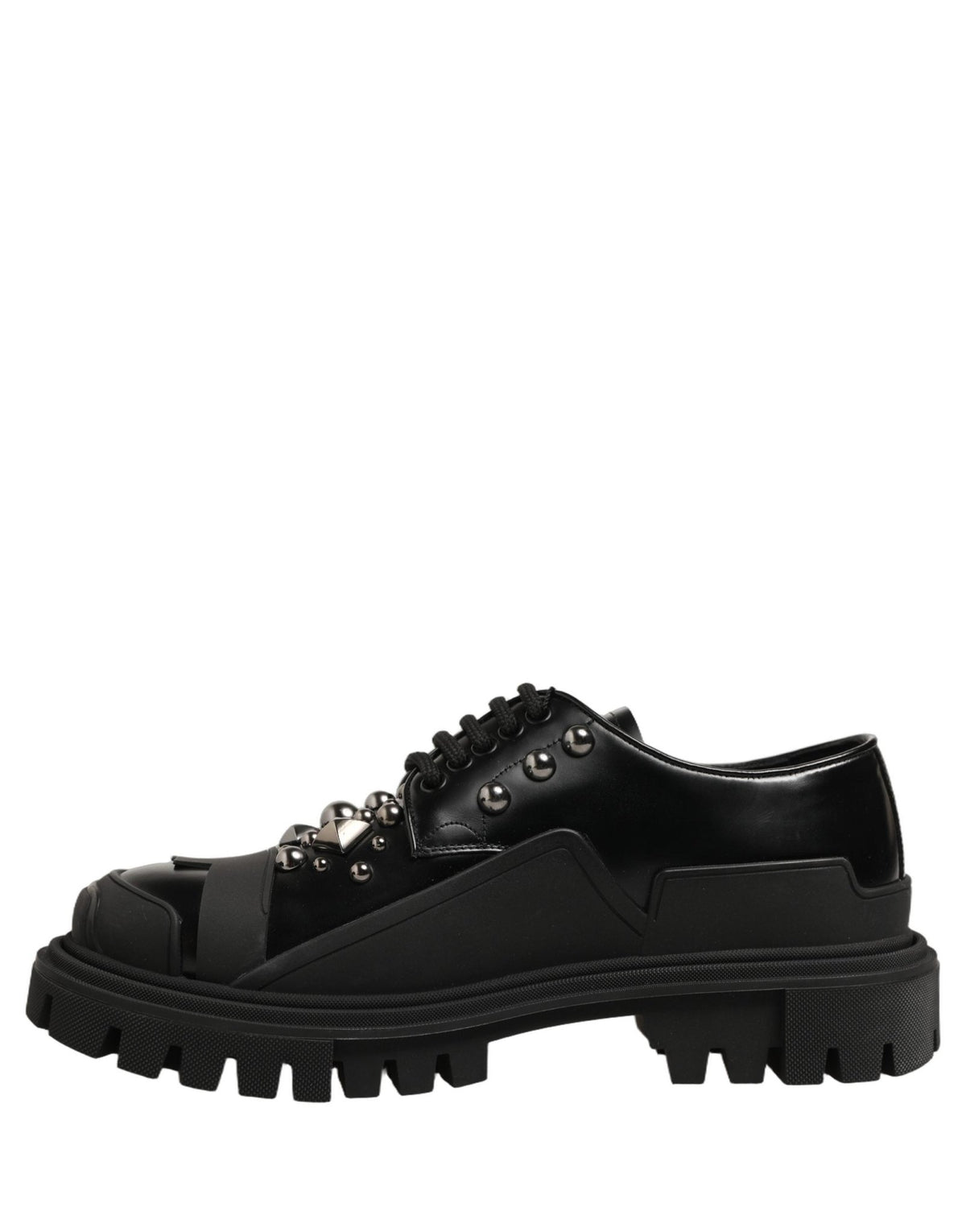 Dolce & Gabbana Black Calfskin Leather Trekking Derby Shoes - HBPS Beauty & Fashion