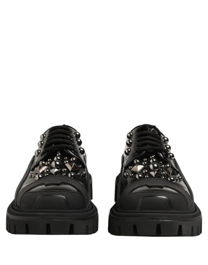 Dolce & Gabbana Black Calfskin Leather Trekking Derby Shoes - HBPS Beauty & Fashion