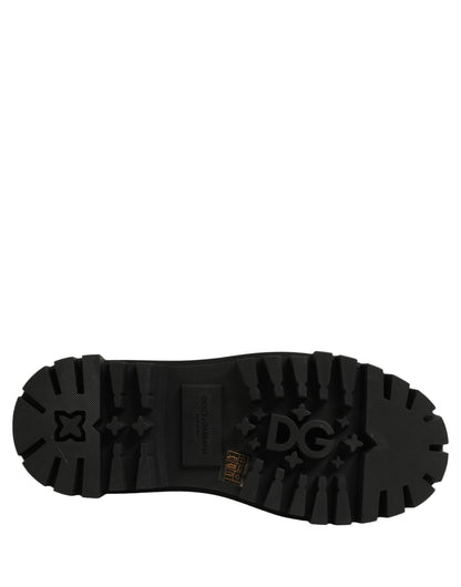 Dolce & Gabbana Black Calfskin Leather Trekking Derby Shoes - HBPS Beauty & Fashion