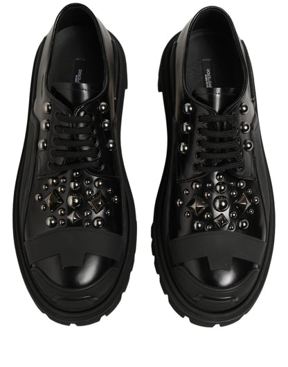 Dolce & Gabbana Black Calfskin Leather Trekking Derby Shoes - HBPS Beauty & Fashion