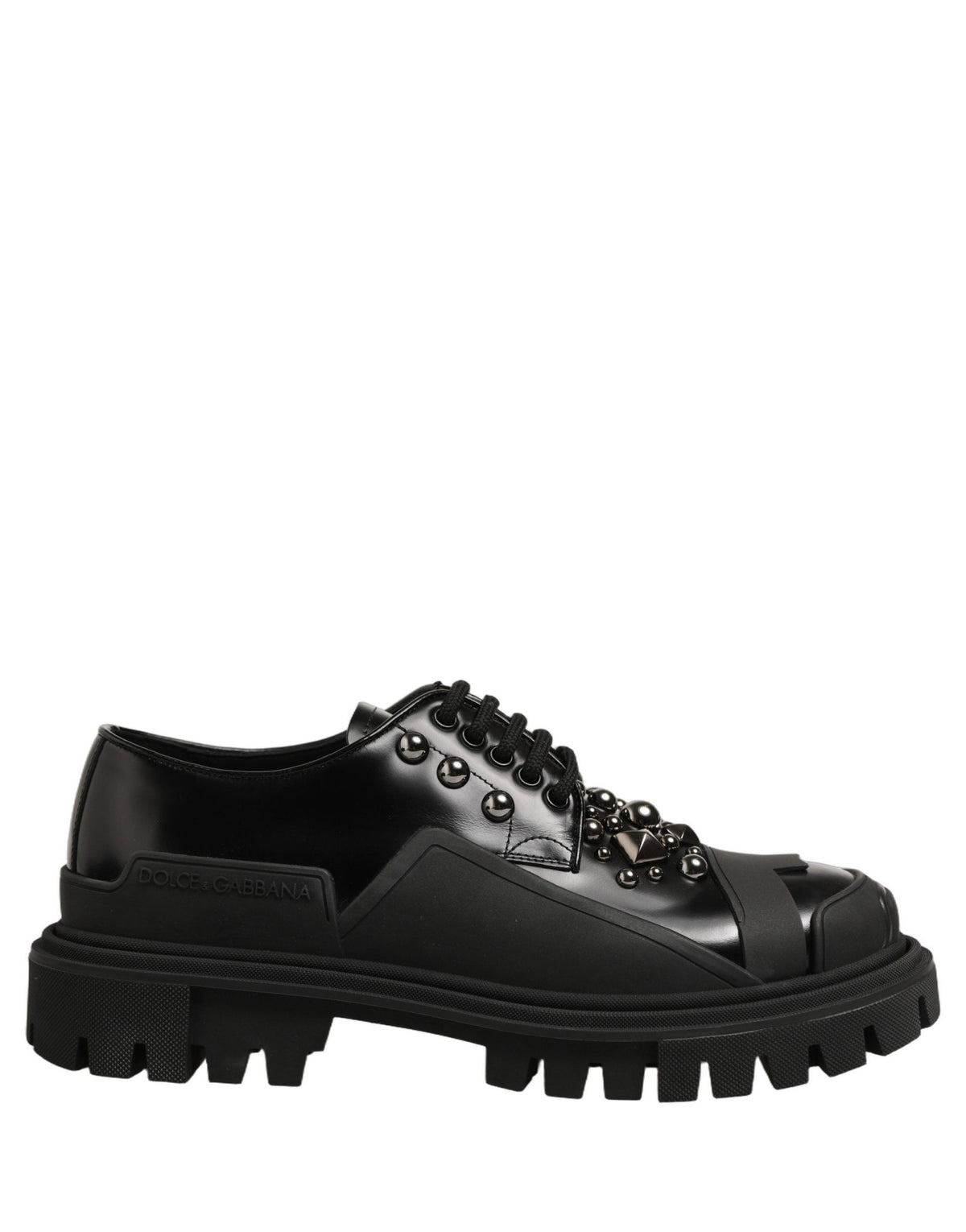 Dolce & Gabbana Black Calfskin Leather Trekking Derby Shoes - HBPS Beauty & Fashion