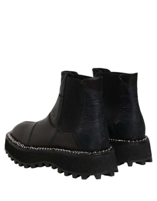Dolce & Gabbana Black Chelsea Boots Leather Slip On Men Shoes - HBPS Beauty & Fashion