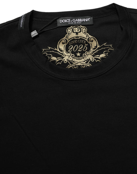 Dolce & Gabbana Black Cotton Crew Neck Short Sleeves T-shirt - HBPS Beauty & Fashion