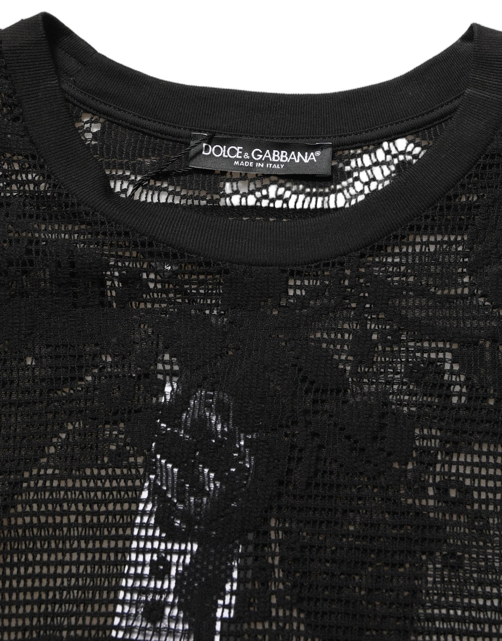 Dolce & Gabbana Black Cotton Floral Lace Crew Neck T-shirt - HBPS Beauty & Fashion